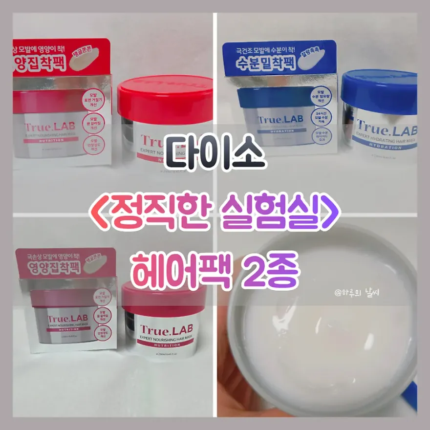 건성 다이소 정직한 실험실 헤어팩 2종 비교 후기