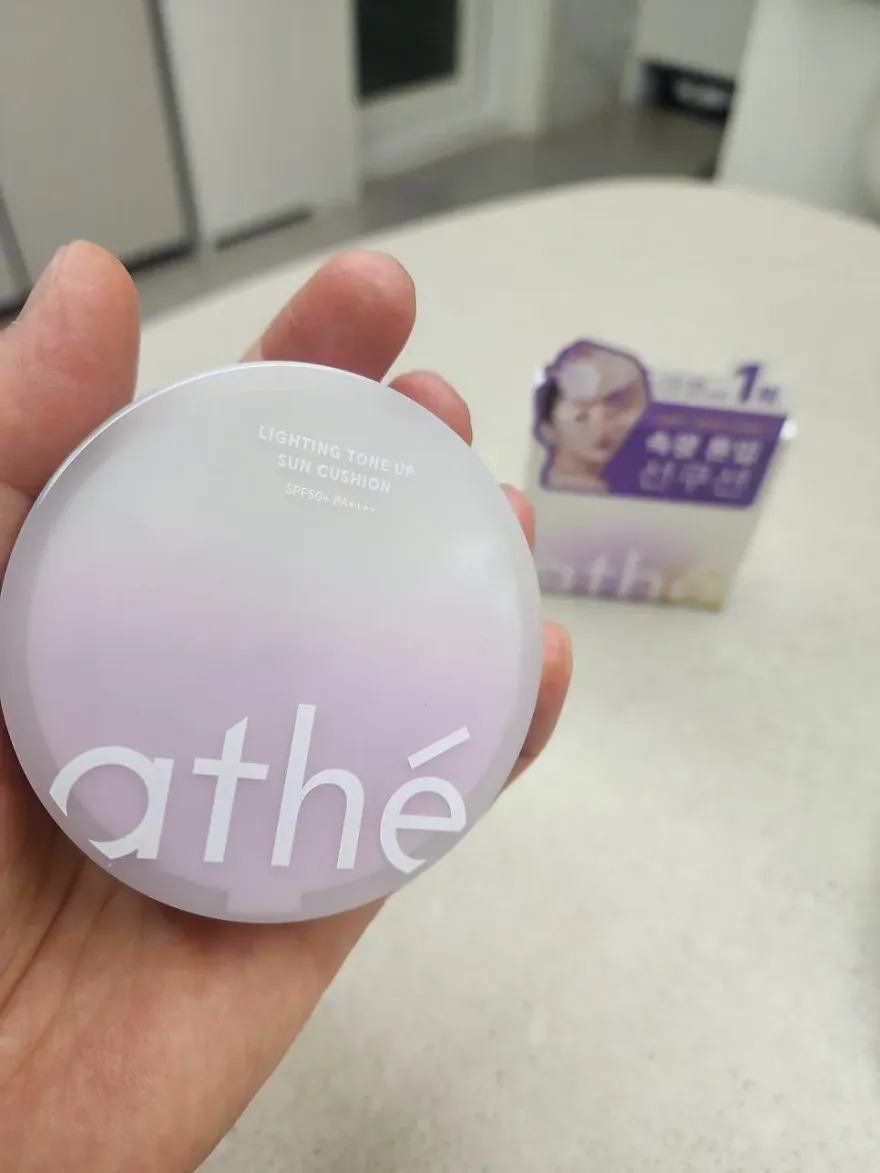 아떼 비건 톤업 선쿠션, 쿨톤 피부 노란기 보정 후기 — 사진 4
